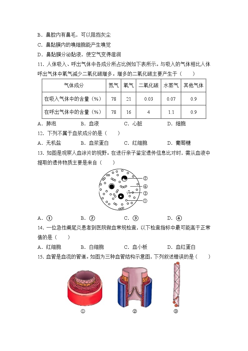 北京市东城区2022-2023学年七年级下学期期末生物试题03