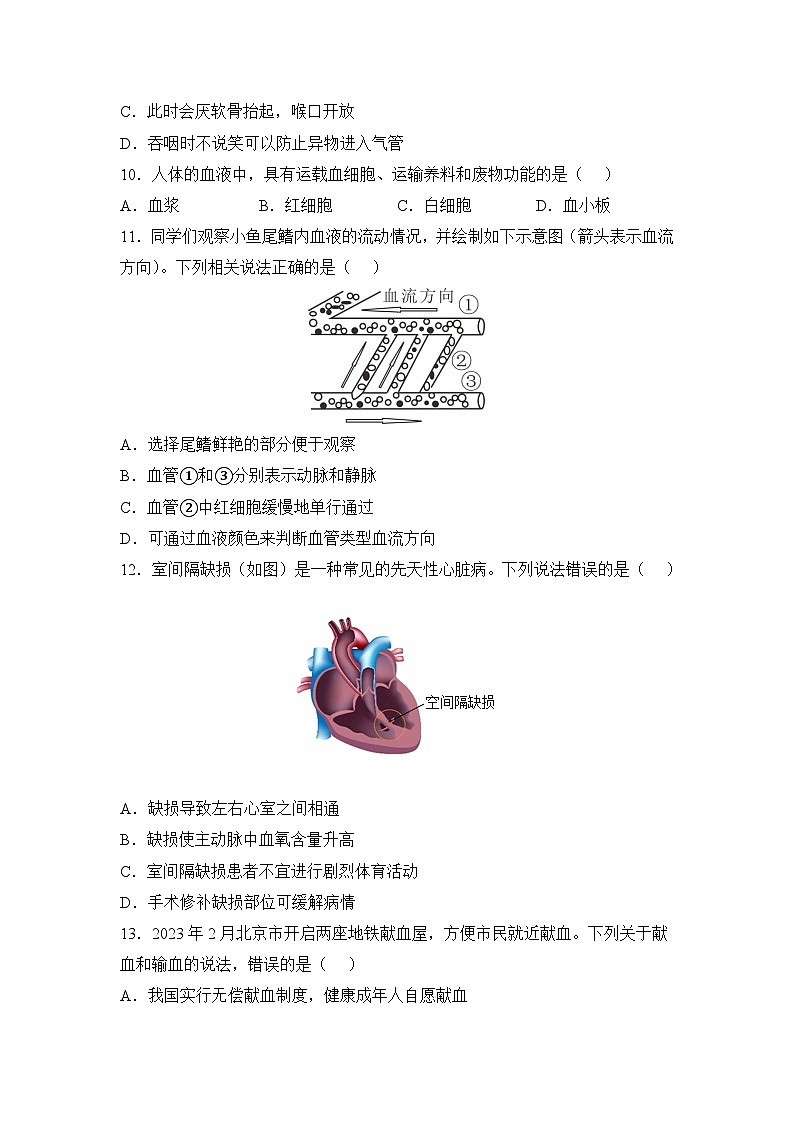 北京市西城区2022-2023学年七年级下学期期末生物试题03
