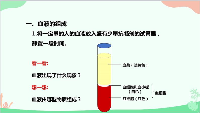 人教版生物七年级下册 第四章 第一节 流动的组织——血液课件第3页