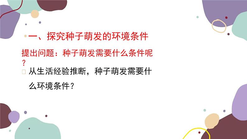冀少版生物八年级上册 3.1.2 种子萌发的条件课件05