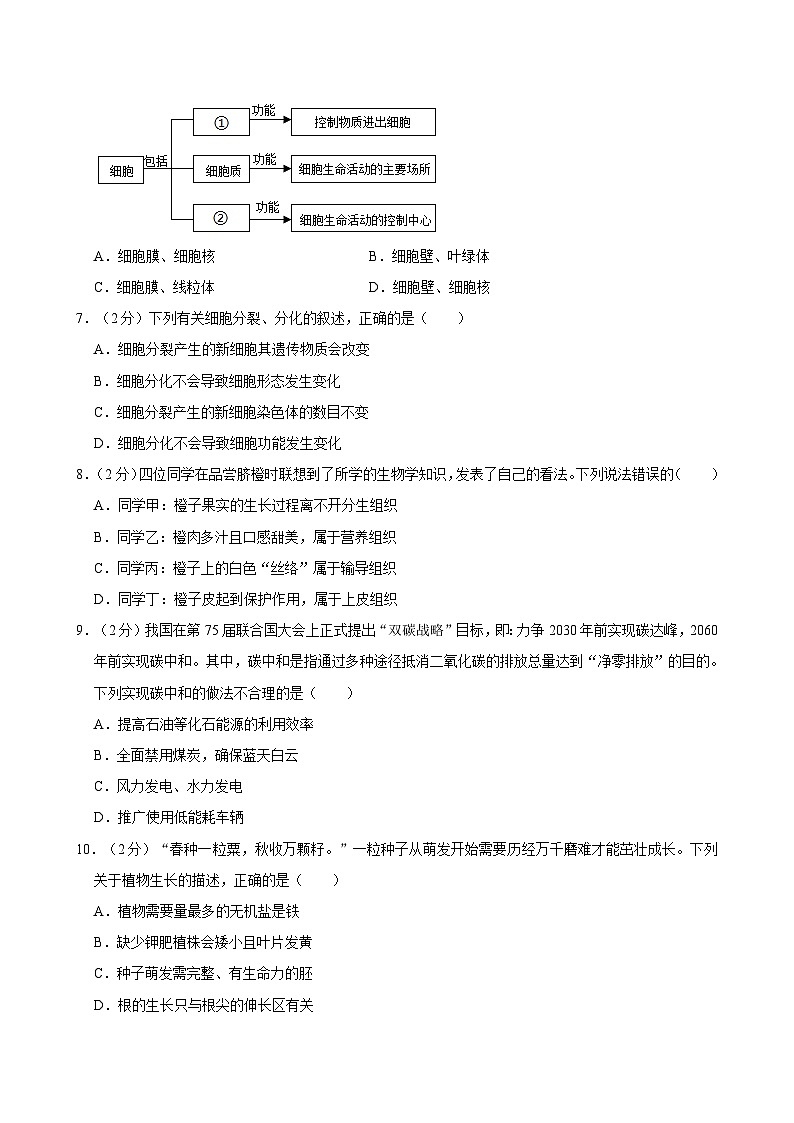 2024年广西百色市田阳区中考生物一模试卷02