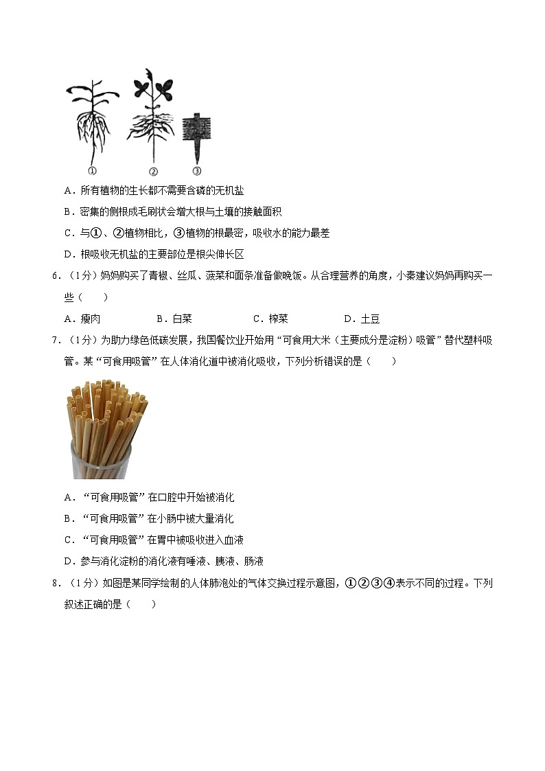2024年陕西省渭南市合阳县中考一模生物试题02
