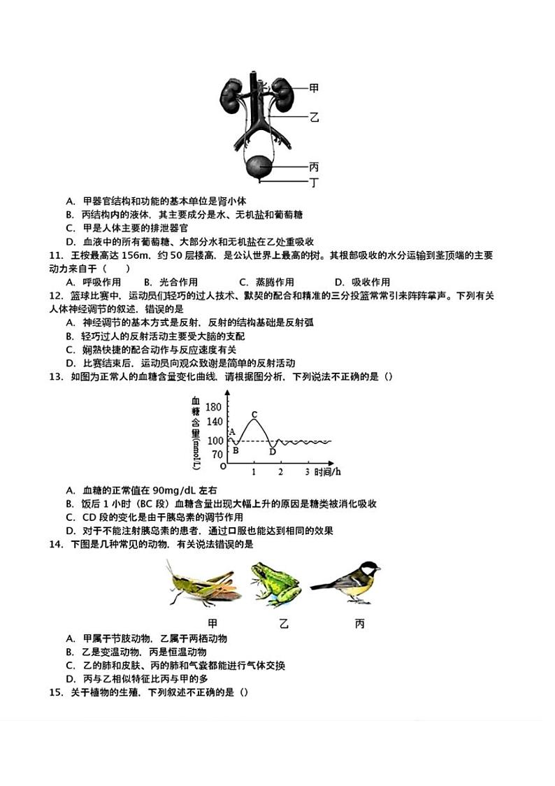 [生物]2024年中考考前生物最后一卷(广东卷)含答案（含答案）人教版第3页
