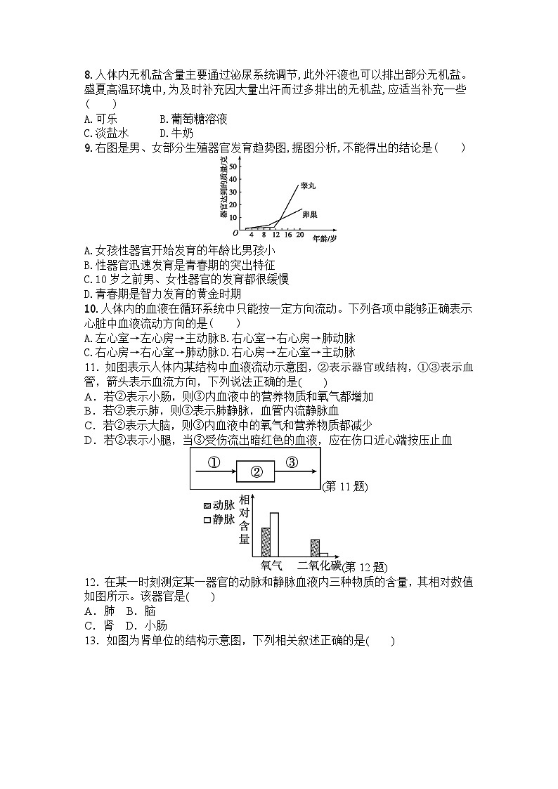 2023-2024学年人教版生物学七年级下册期末复习训练题（含答案）02