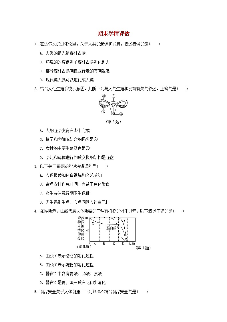 2024七年级生物下学期期末学情评估新版新人教版01