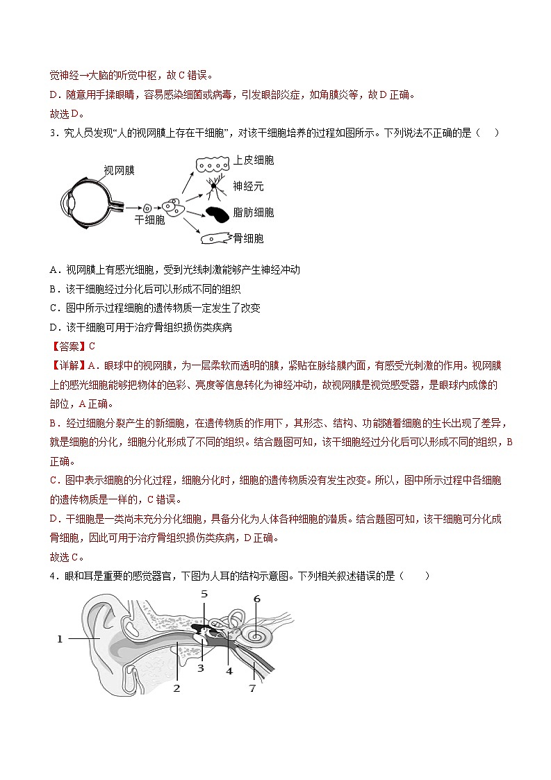 第6章 人体生命活动的调节、第7章  人类活动对生物圈的影响【考题猜想】- 2023-2024学年七年级生物下学期期末考点大串讲（人教版）02