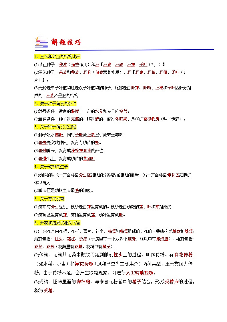 专题04 植物的生活（必刷80题）-备战2024年中考生物一轮复习考点归纳与解题技巧（原卷版）第3页