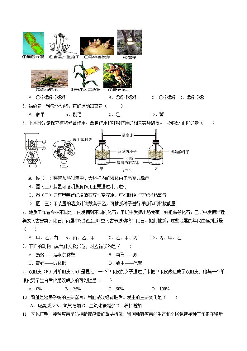 卷05-【临考满分】2024年中考生物临考满分卷（云南卷）（试卷版）第2页