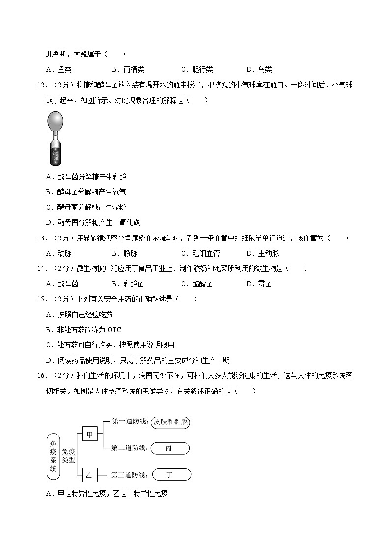 2024年天津市河西区中考生物二模试卷03