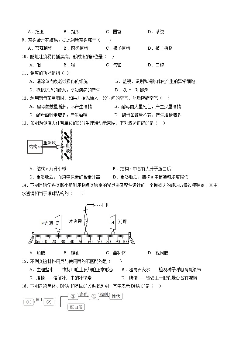 2024年中考生物考前押宝卷（福建卷03）（原卷版+解析版）02