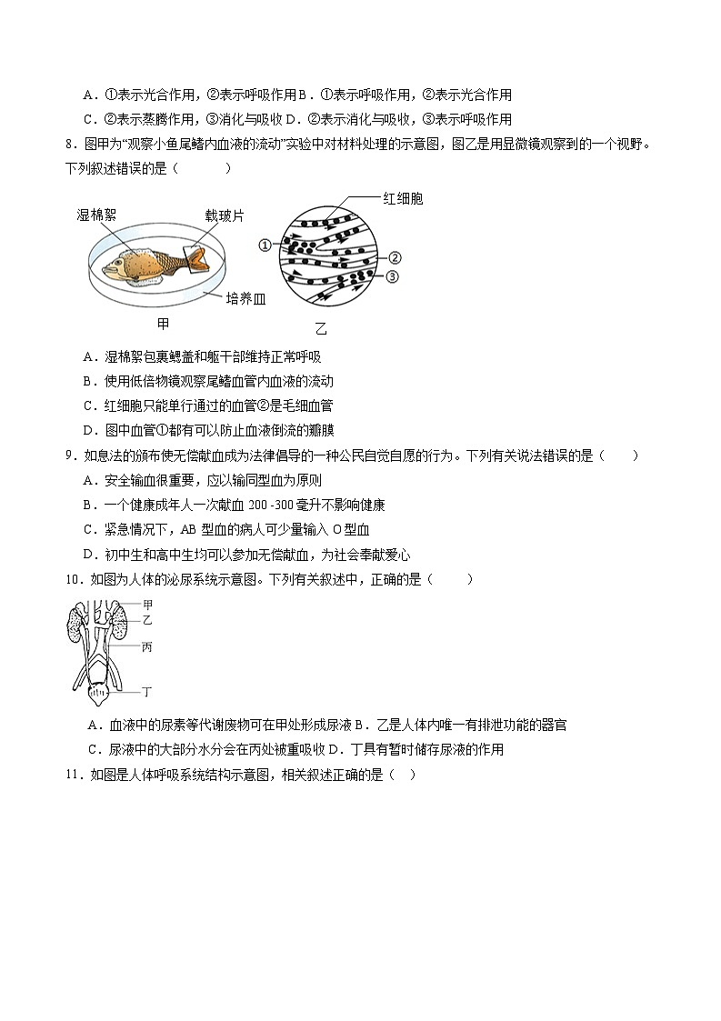 卷04-备战2024年中考生物全真模拟押题卷（全国通用）（试卷版+解析版）02