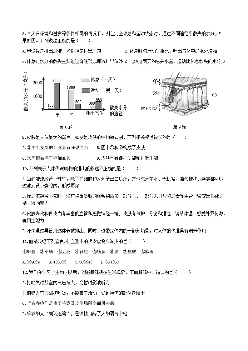 山东省济宁市兖州区2023--2024学年七年级下学期第二次月考生物试题03