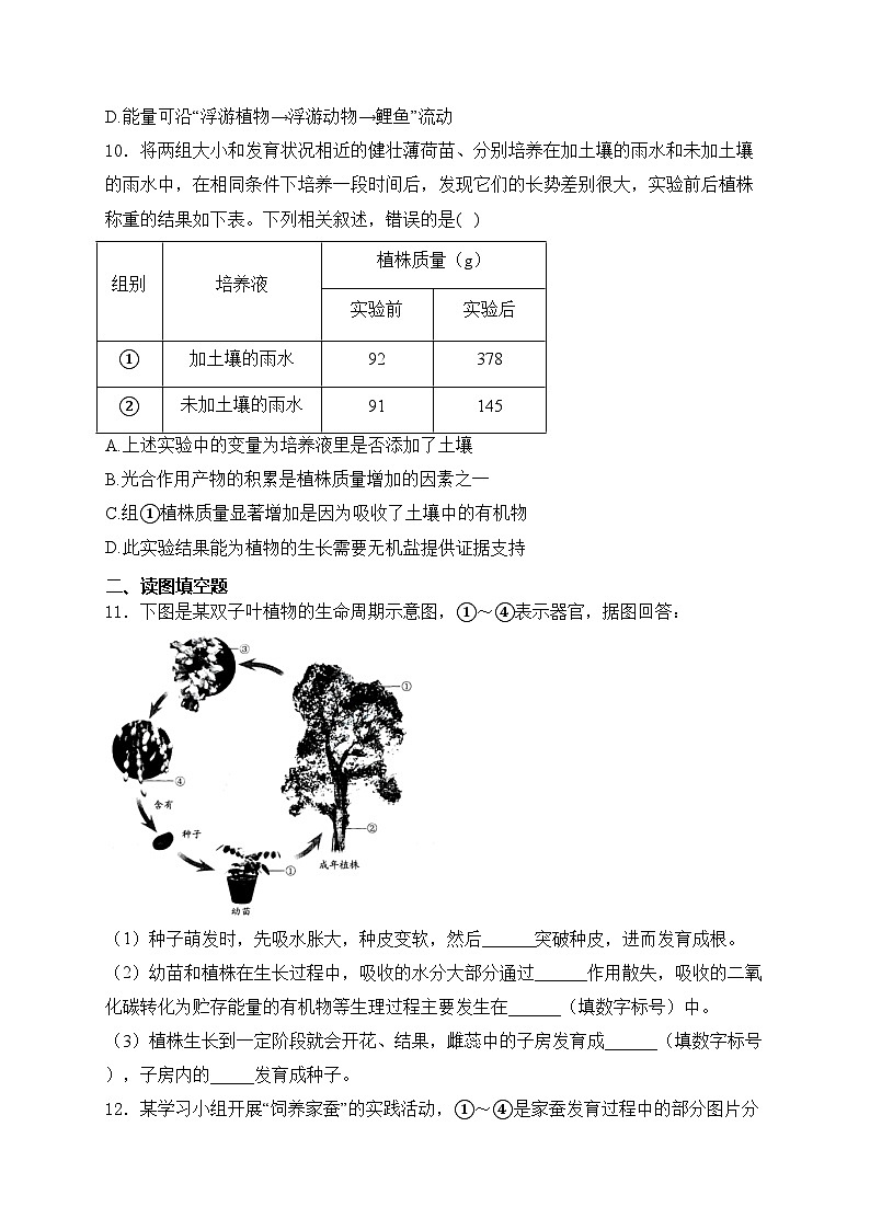 安徽省2024届中考生物试卷(含答案)03
