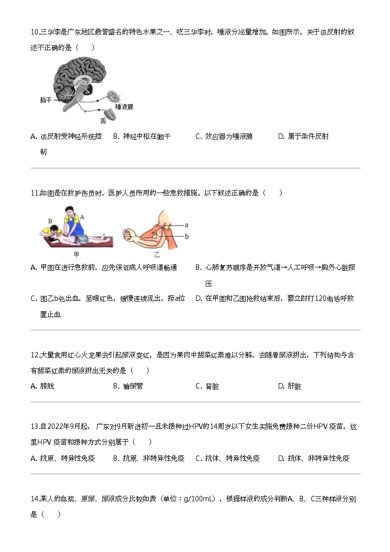 [生物]2024年广东揭阳榕城区揭阳市实验中学中考模拟生物试卷第3页