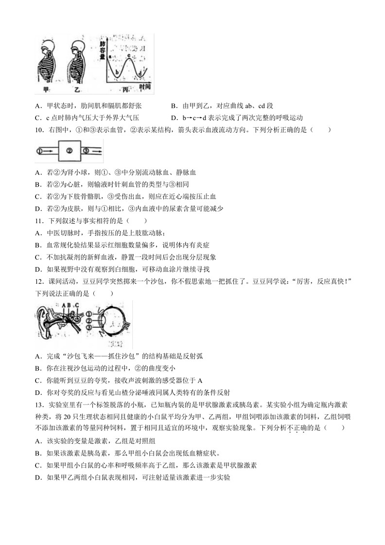 [生物]2024年山东省滨州市中考生物真题(无答案)03