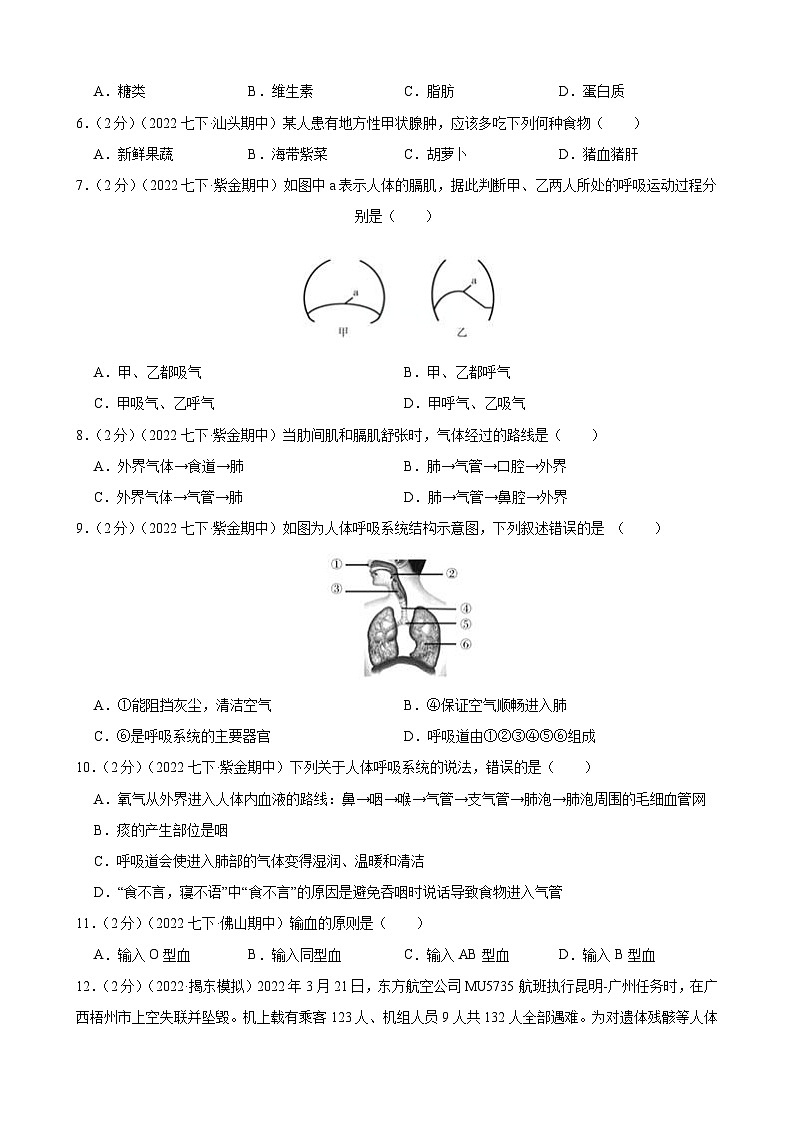 【期末冲刺卷】人教版七年级下学期生物期末模拟测试卷0502