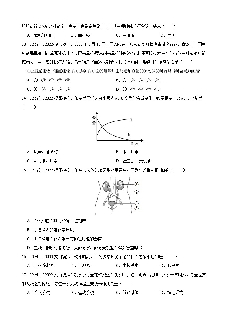 【期末冲刺卷】人教版七年级下学期生物期末模拟测试卷0503