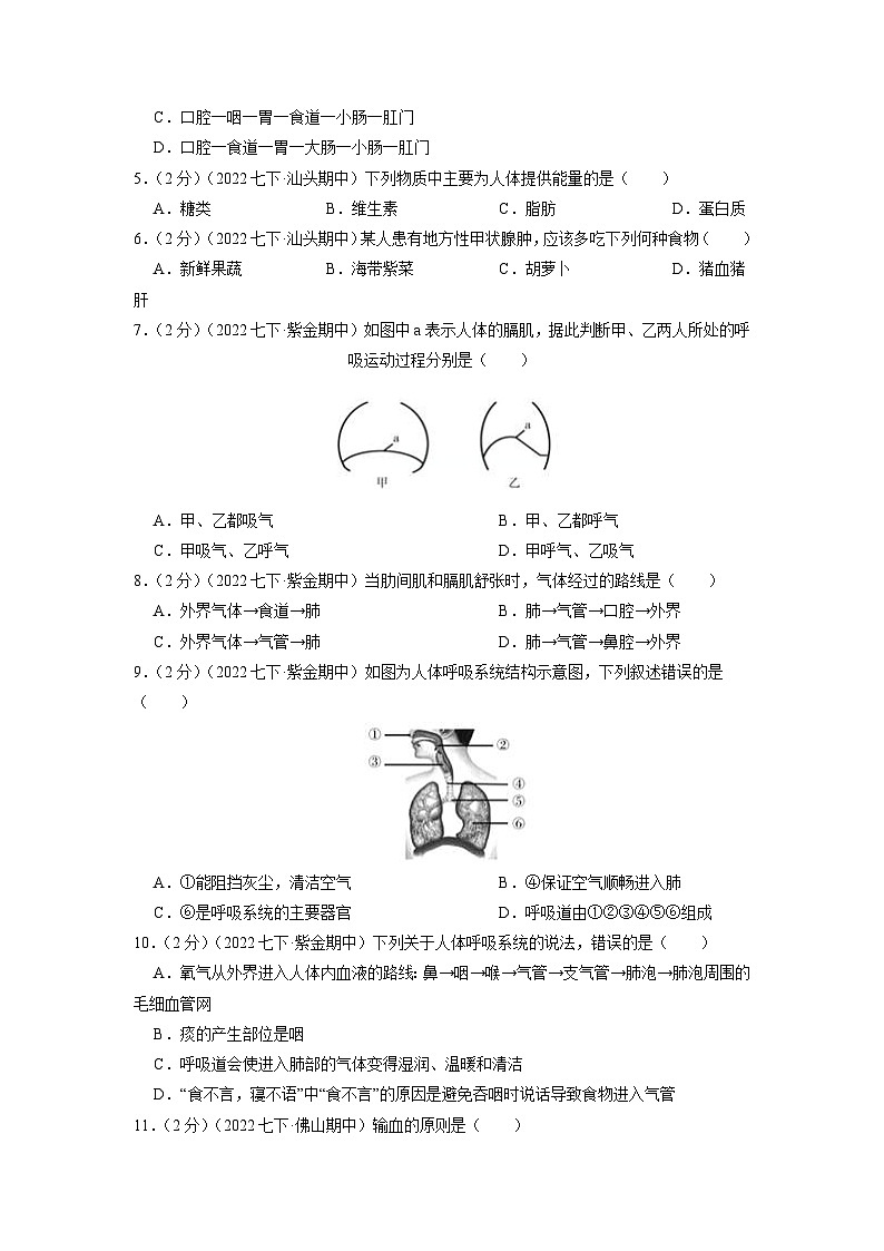【期末冲刺卷】人教版七年级下学期生物期末模拟测试卷0502