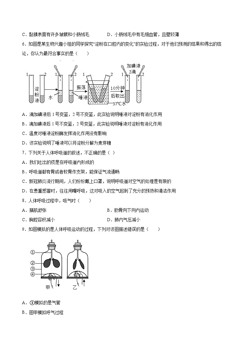 人教版七年级下学期生物期末押题02-（人教版）（原卷版）第2页