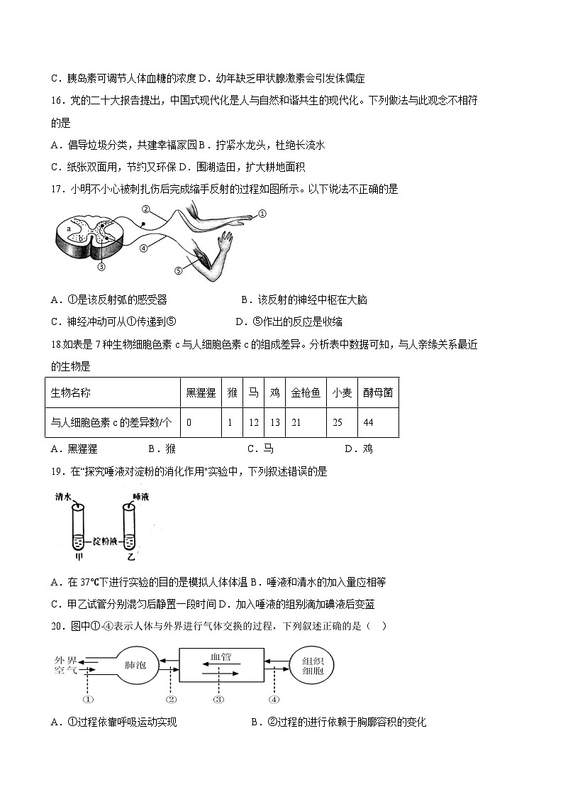 生物02卷（人教版七年级下册全部）-（考试版）A4（范围： 七下全册）_new第3页