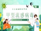 绿色清新关注健康预防甲流甲型流感病毒知识科普讲座PPT