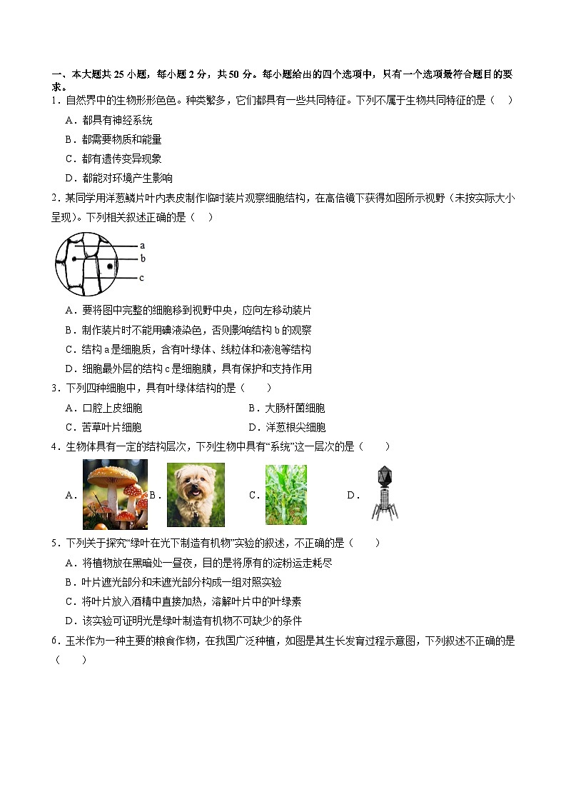 备战2024年中考生物临考押题卷（全国通用02）（原卷版+解析版）01