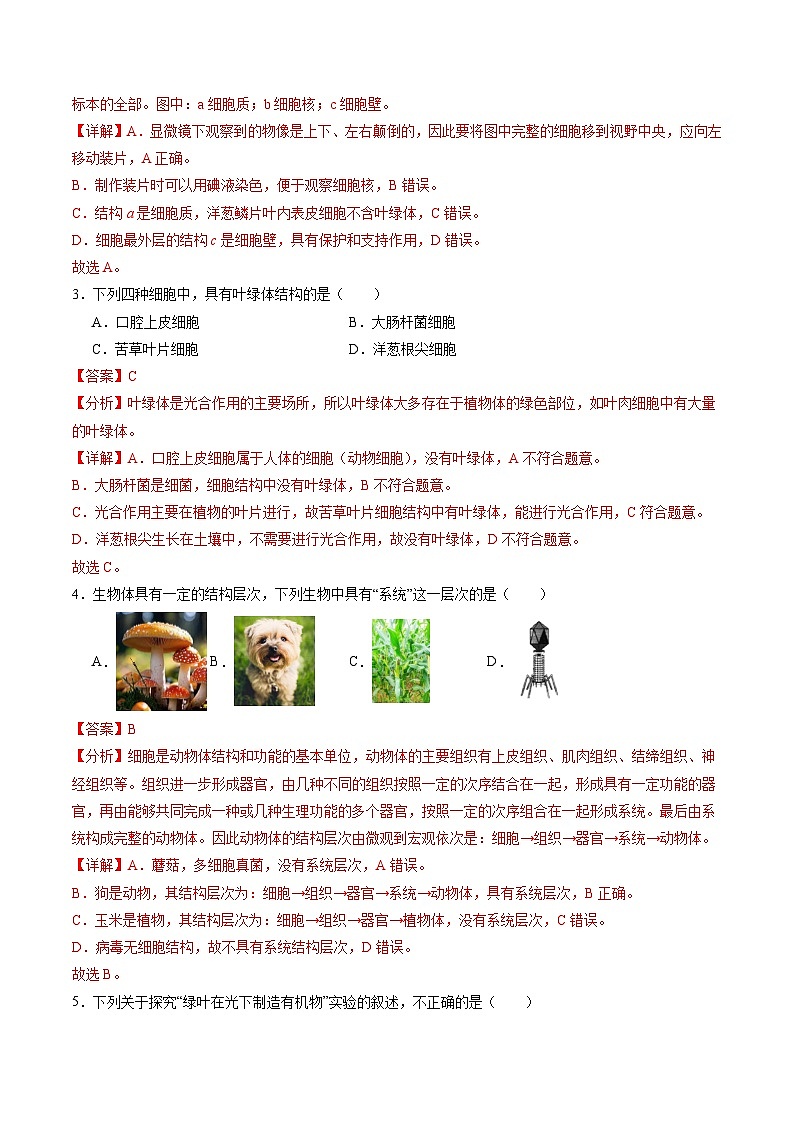 备战2024年中考生物临考押题卷（全国通用02）（原卷版+解析版）02