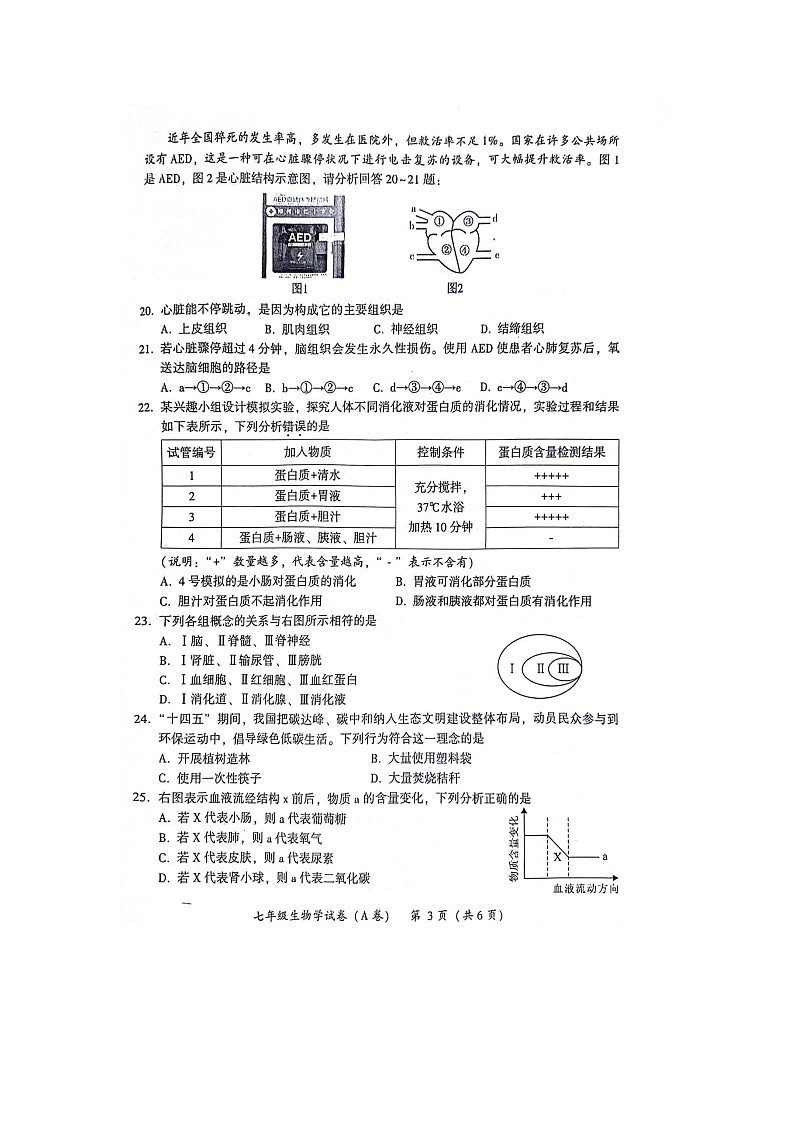 福建省漳州市2023-2024学年七年级下学期6月期末生物试题03