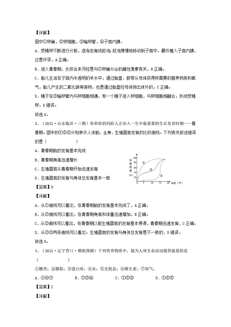 2021-2022学年七年级下册生物期末试卷及答案B卷（人教版）02