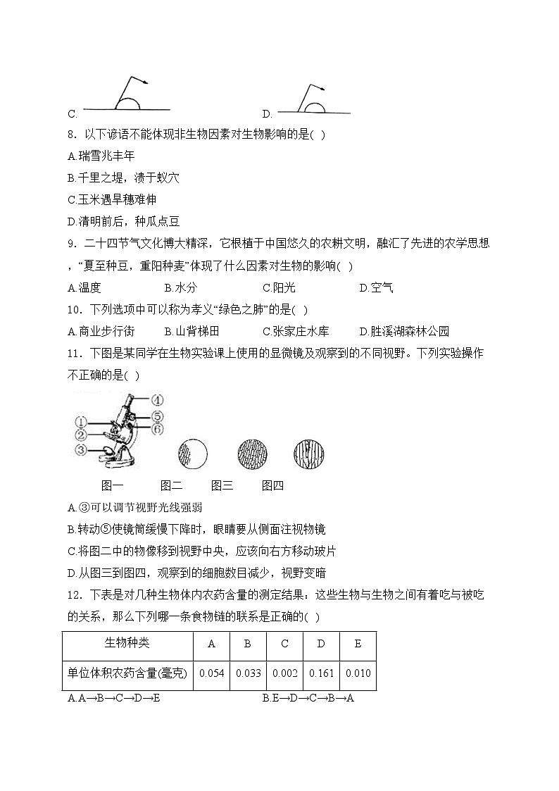 山西省吕梁市孝义市2023-2024学年七年级上学期期中质量监测生物试卷(含答案)02