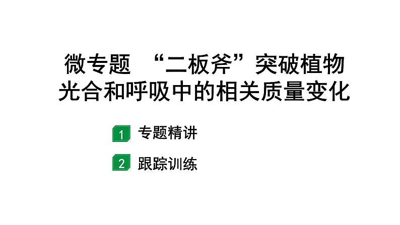 2024福建中考生物二轮复习 微专题“二板斧”突破植物光合和呼吸中的相关质量变化 （课件）第1页