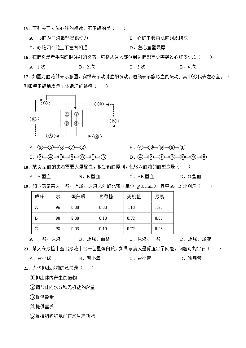 湖南省长沙市2024年七年级下册生物期末试卷（附答案）第3页