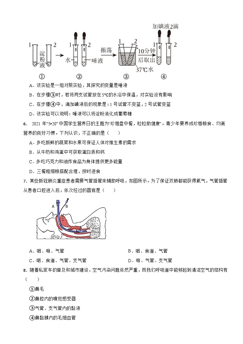 山东省青岛市市北区2024年七年级下册生物期末试卷（附答案）第2页