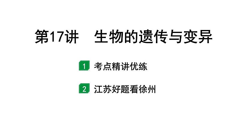 2024年江苏省徐州市中考生物二轮考点研究 第17讲 生物的遗传与变异 习题课件第1页