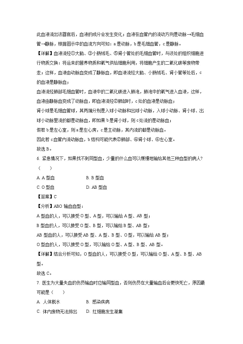 [生物]福建省华安县第一中学2023-2024学年七年级下学期5月月考试题（解析版）03