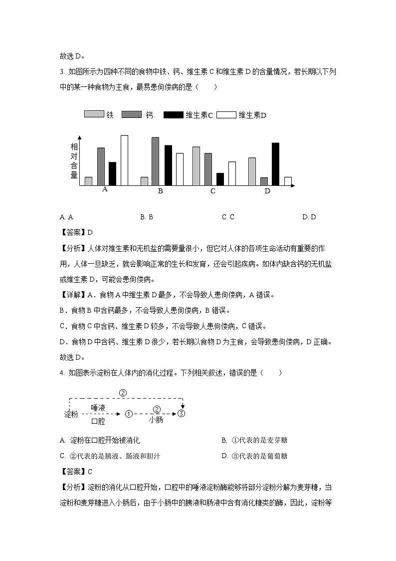 [生物]湖北省十堰市茅箭区2022～2023学年七年级下学期期中质量检测试卷（解析版）第2页