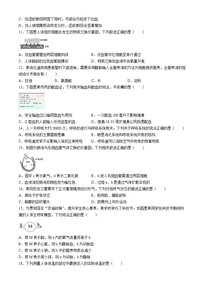 安徽省合肥市2023-2024学年七年级下学期6月期末联考生物试题02