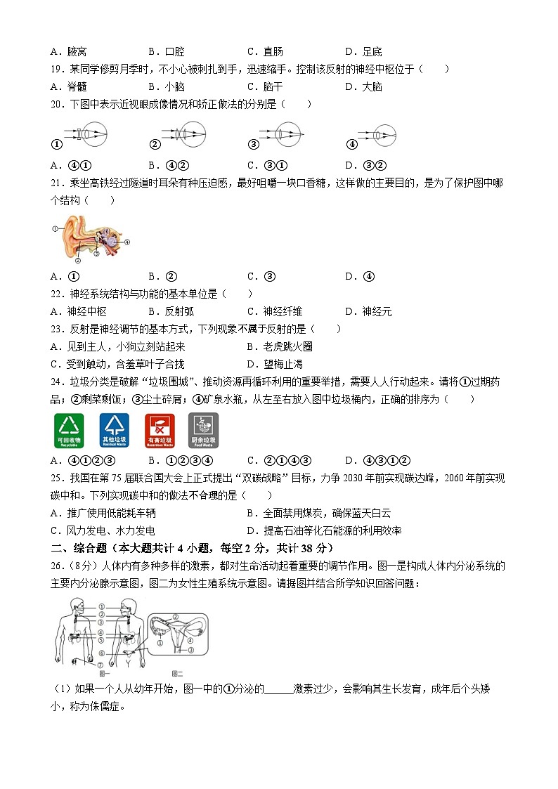 安徽省合肥市2023-2024学年七年级下学期6月期末联考生物试题03