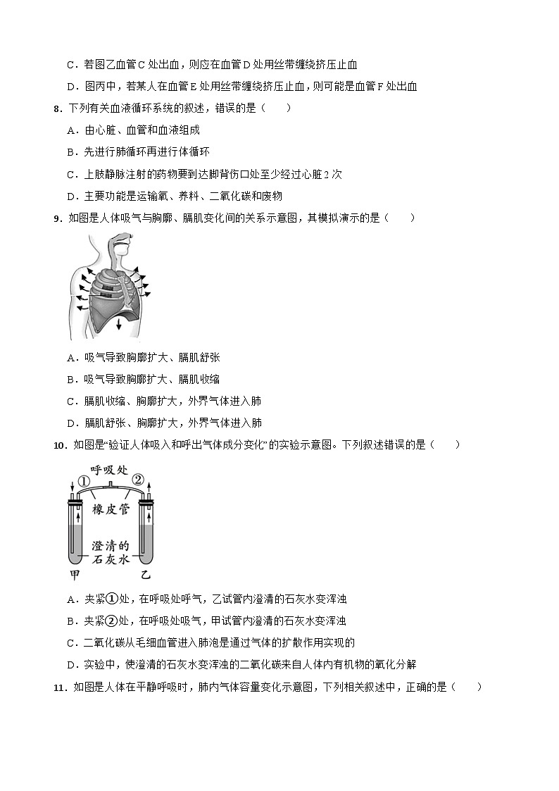 河北省石家庄市2024年七年级下册生物期末试卷附答案02