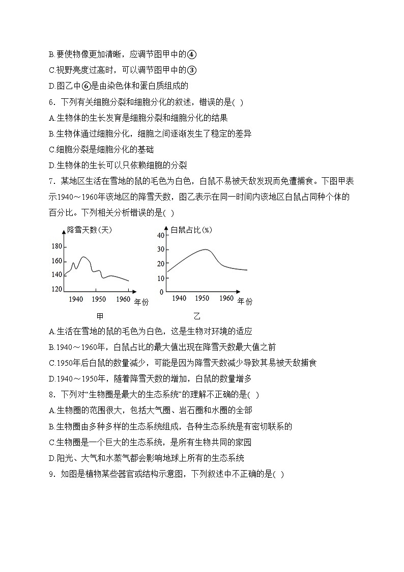 陕西省宝鸡市陇县2024年初中学业水平考试生物试卷(含答案)第2页