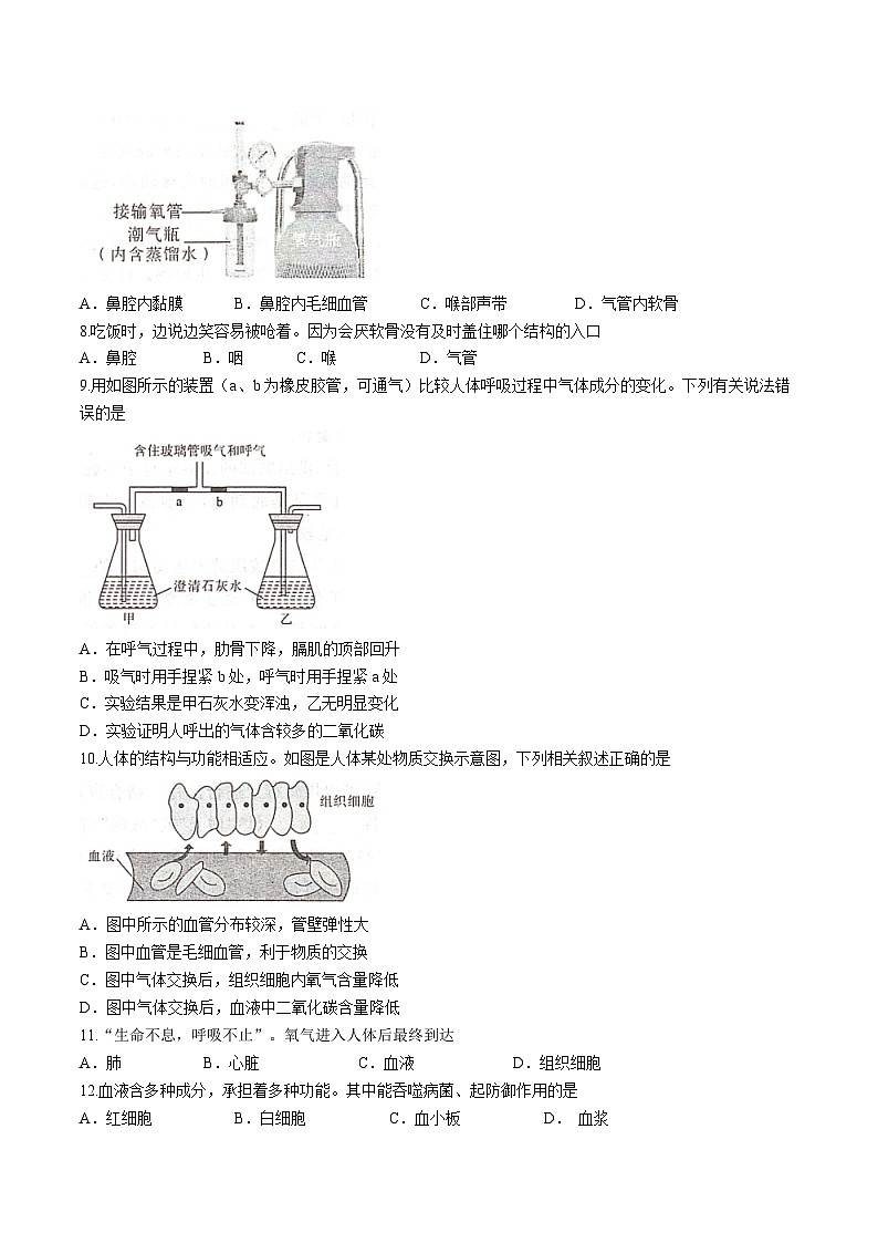 河南省开封市2023-2024学年七年级下学期期末考试生物试卷第2页