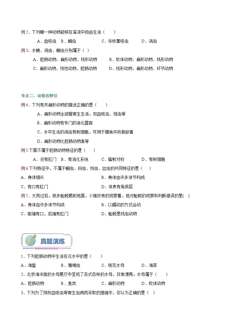 第01讲 动物的主要类群（一）（原卷版）第3页