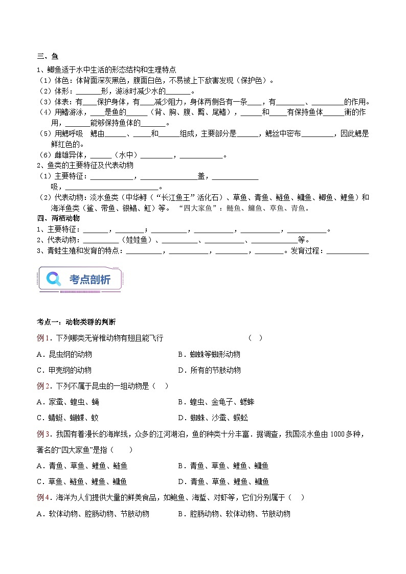第02讲 动物的主要类群（二）（原卷版）第2页