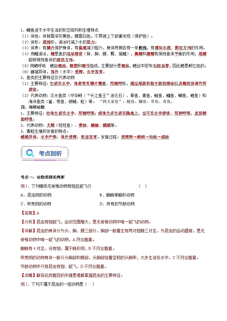 第02讲 动物的主要类群（二）（解析版）第2页