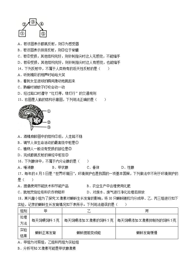 河南省商丘市虞城县2023-2024学年七年级下学期期末生物试题03