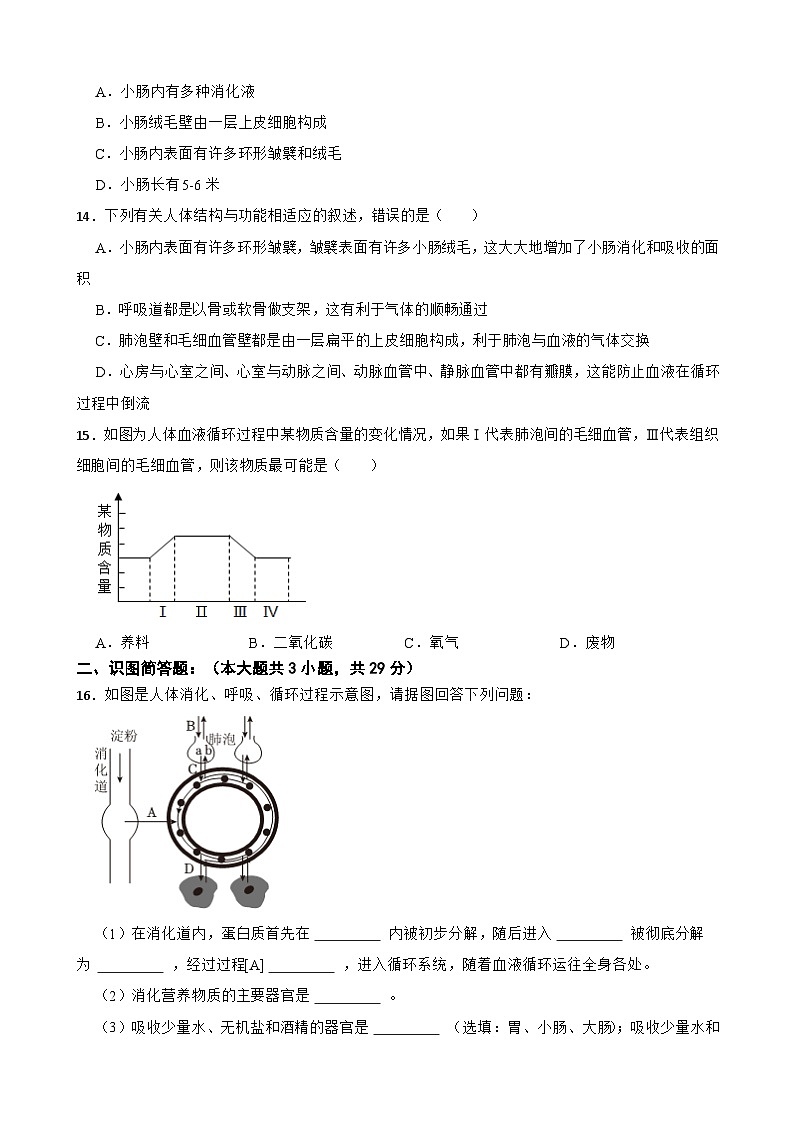 湖北省襄阳市襄州区2023-2024学年七年级下学期期中考试生物试题03