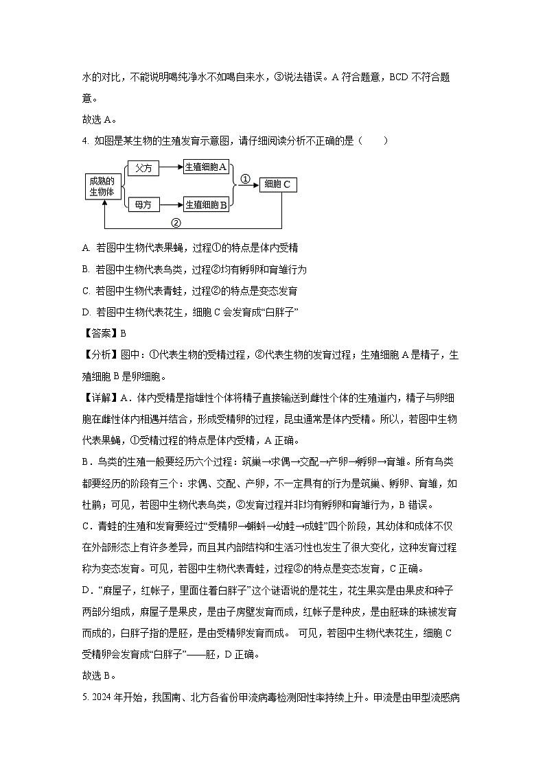 [生物][二模]2024年内蒙古呼和浩特市回民区八年级下学期试卷（解析版）03