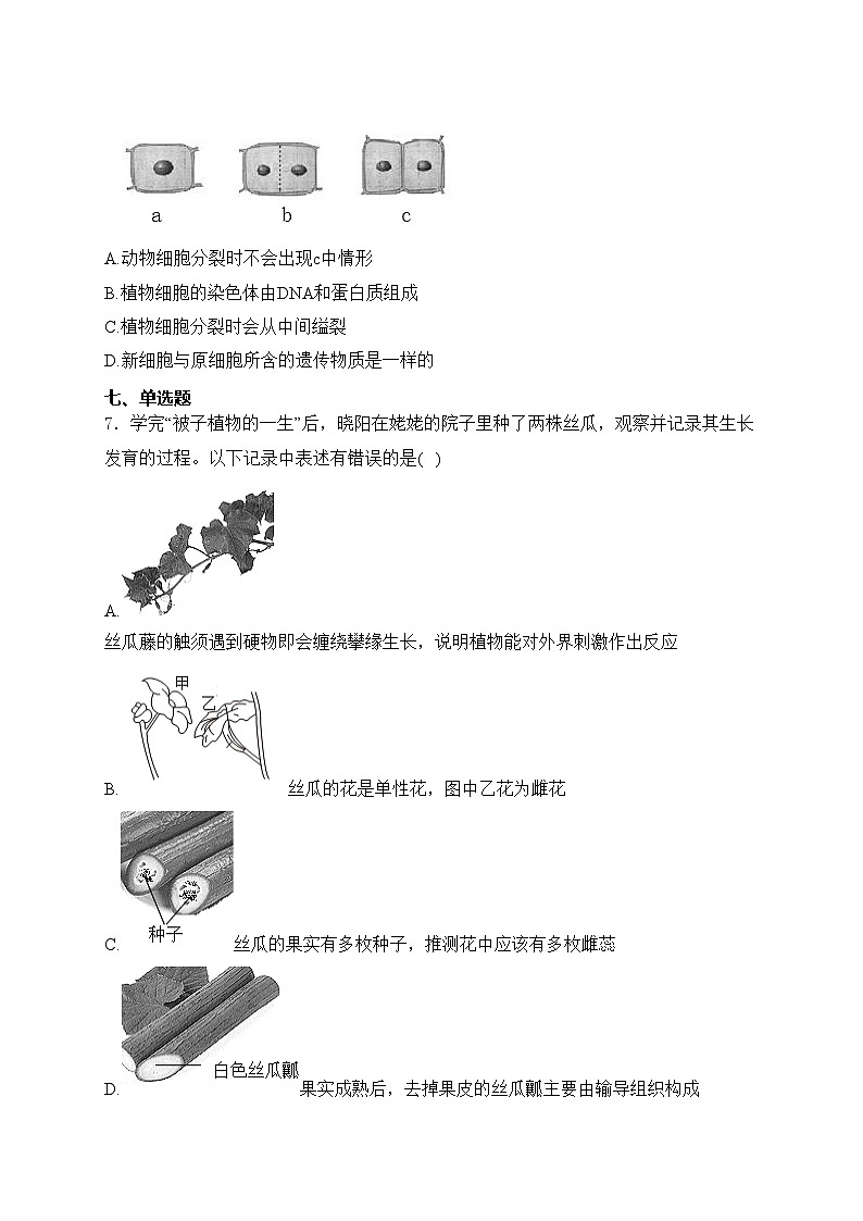 江苏省宿迁市2024年中考五模生物试卷(含答案)第2页