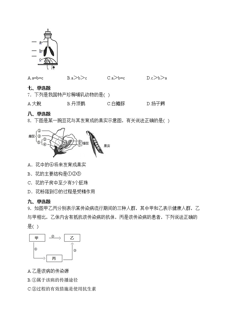 辽宁省2024届初中学业水平模拟考试（二）生物试卷(含答案)第2页
