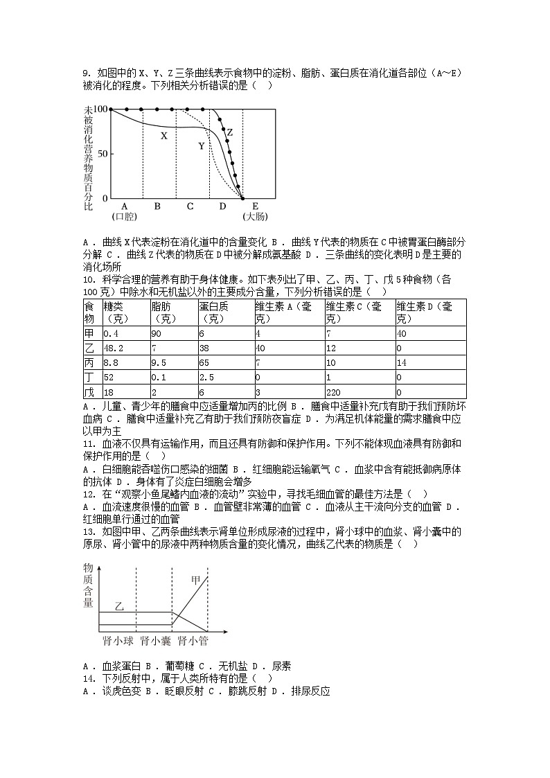 [生物]四川省眉山市2024年中考生物试卷02